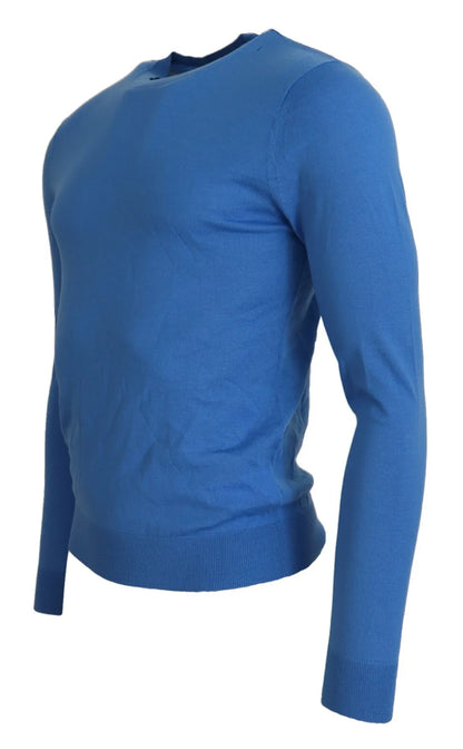  - Blue Wool Long Sleeves Crewneck Pullover Sweater