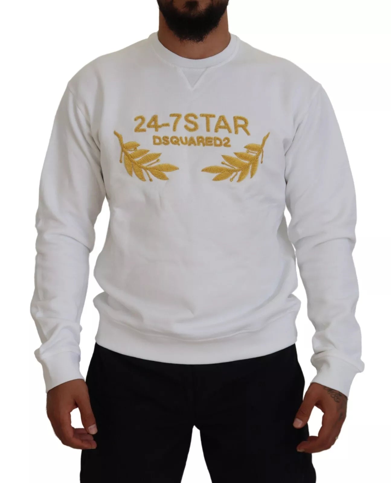  - White Embroidered Crewneck Sweatshirt Sweater