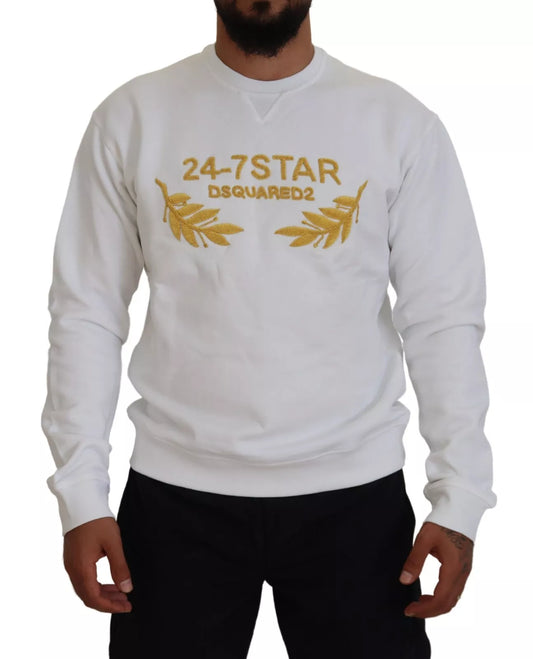  - White Embroidered Crewneck Sweatshirt Sweater