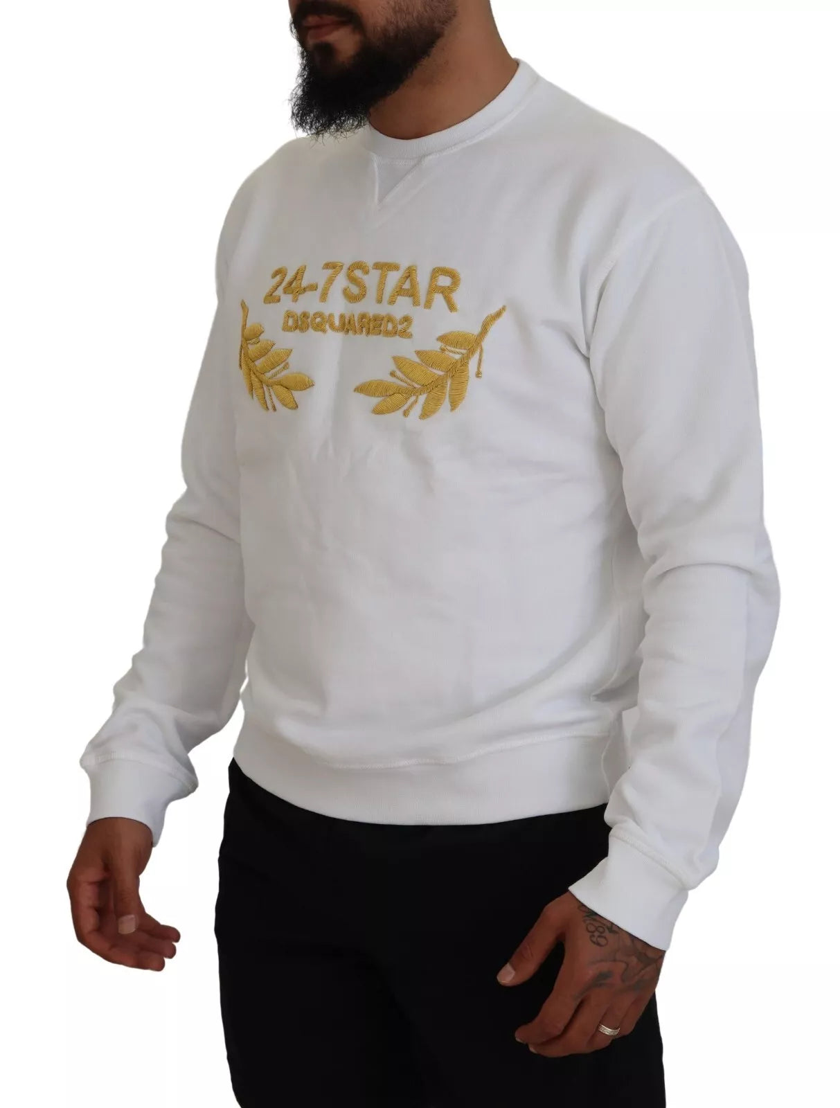  - White Embroidered Crewneck Sweatshirt Sweater