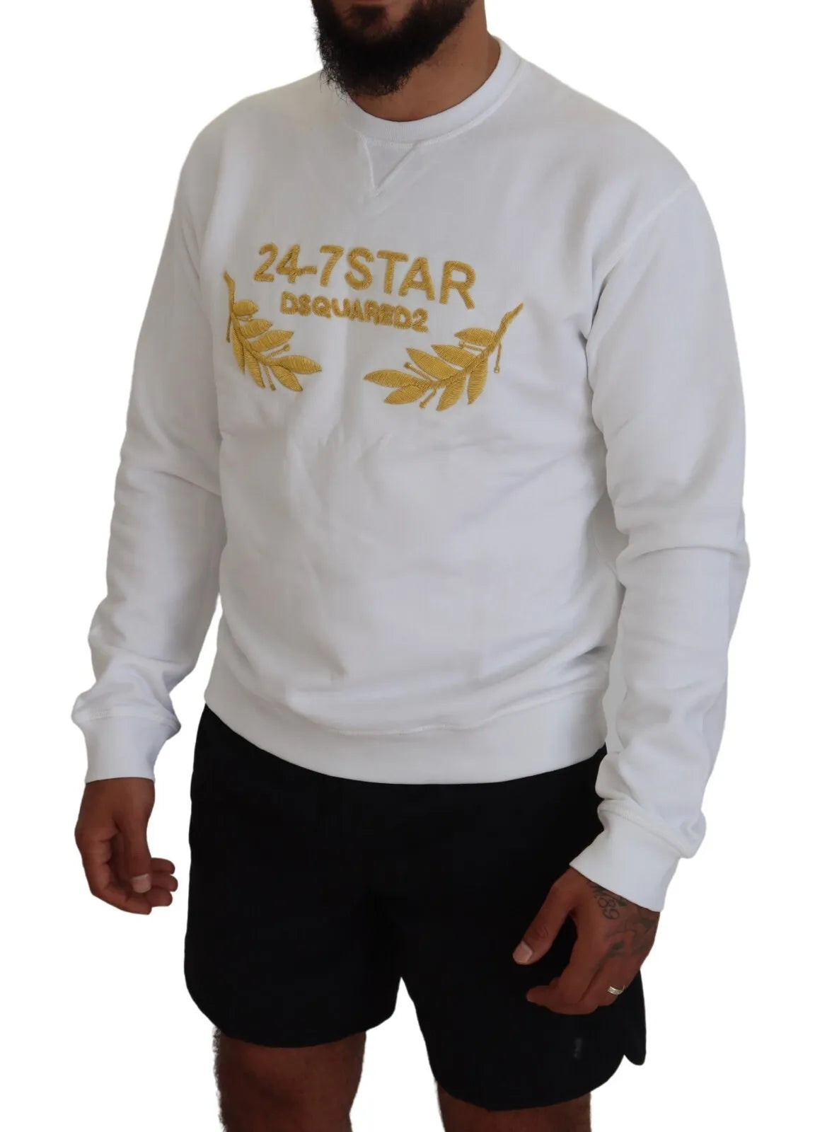  - White Embroidered Crewneck Sweatshirt Sweater