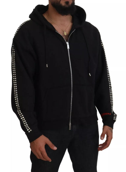  - Black Embellished Full Zip Hooded Sweater