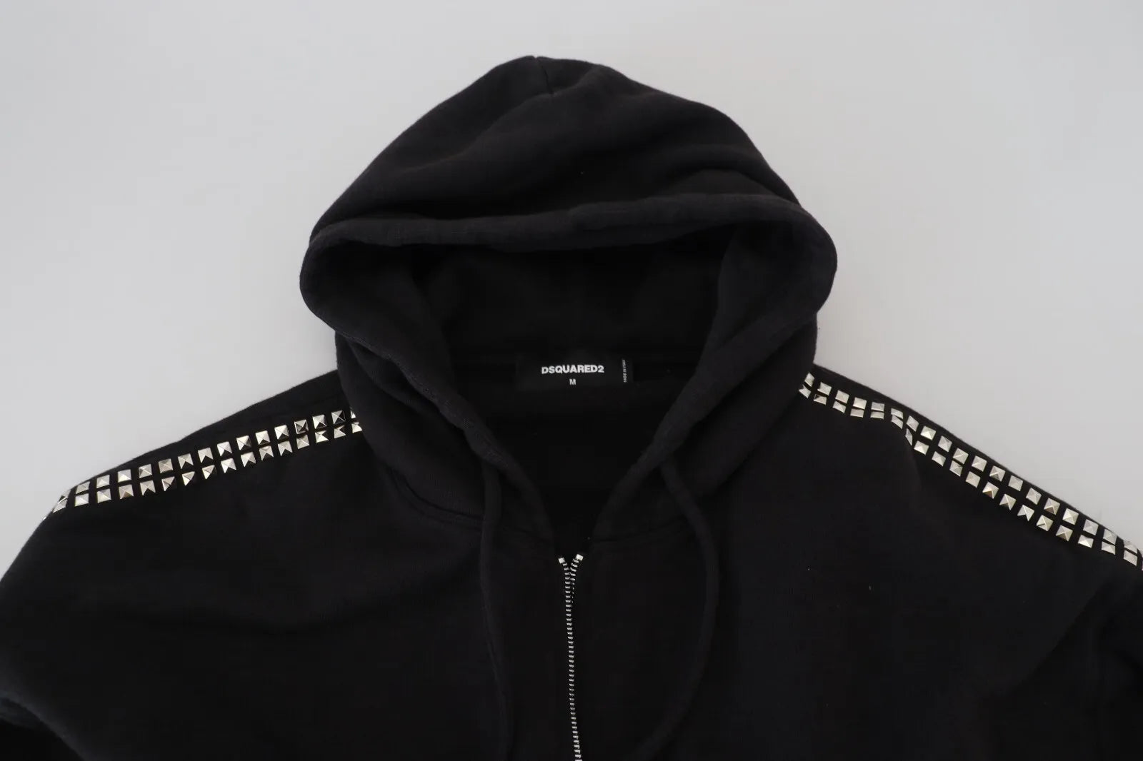 Black Embellished Full Zip Hooded Sweater