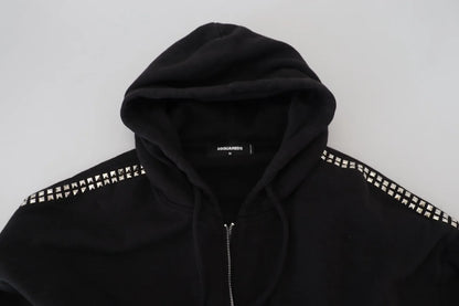  - Black Embellished Full Zip Hooded Sweater