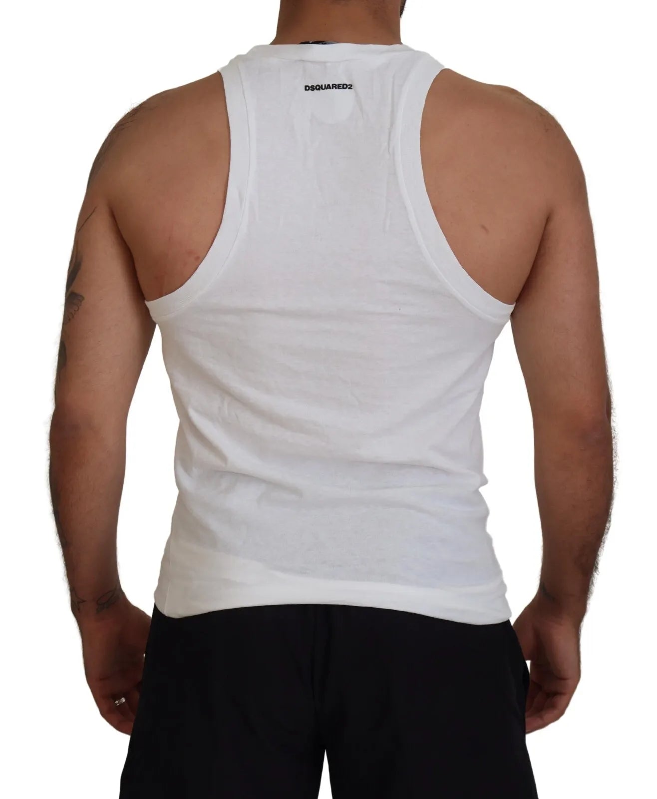  - White Cotton Linen Sleeveless Tank T-shirt