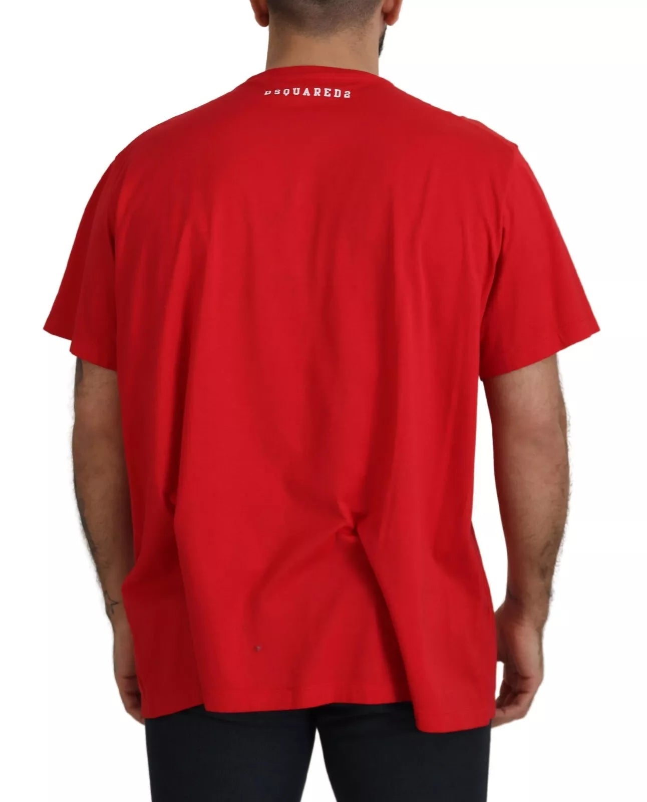 Red Printed Cotton Short Sleeves Crewneck T-shirt - The Luxe Alliance