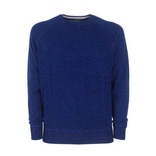  - Navy Blue Cashmere Crew Neck Sweater - Slim Fit