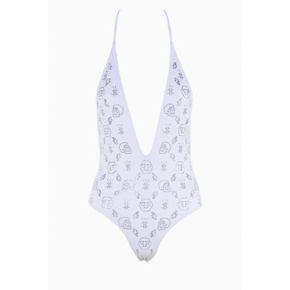  - White Rhinestone Embellished Swimsuit