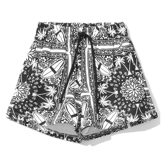  - Chic Monochrome Palms Cotton Shorts