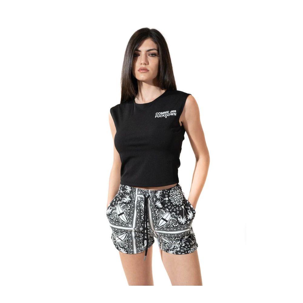  - Chic Monochrome Palms Cotton Shorts