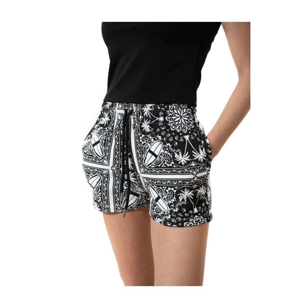  - Chic Monochrome Palms Cotton Shorts