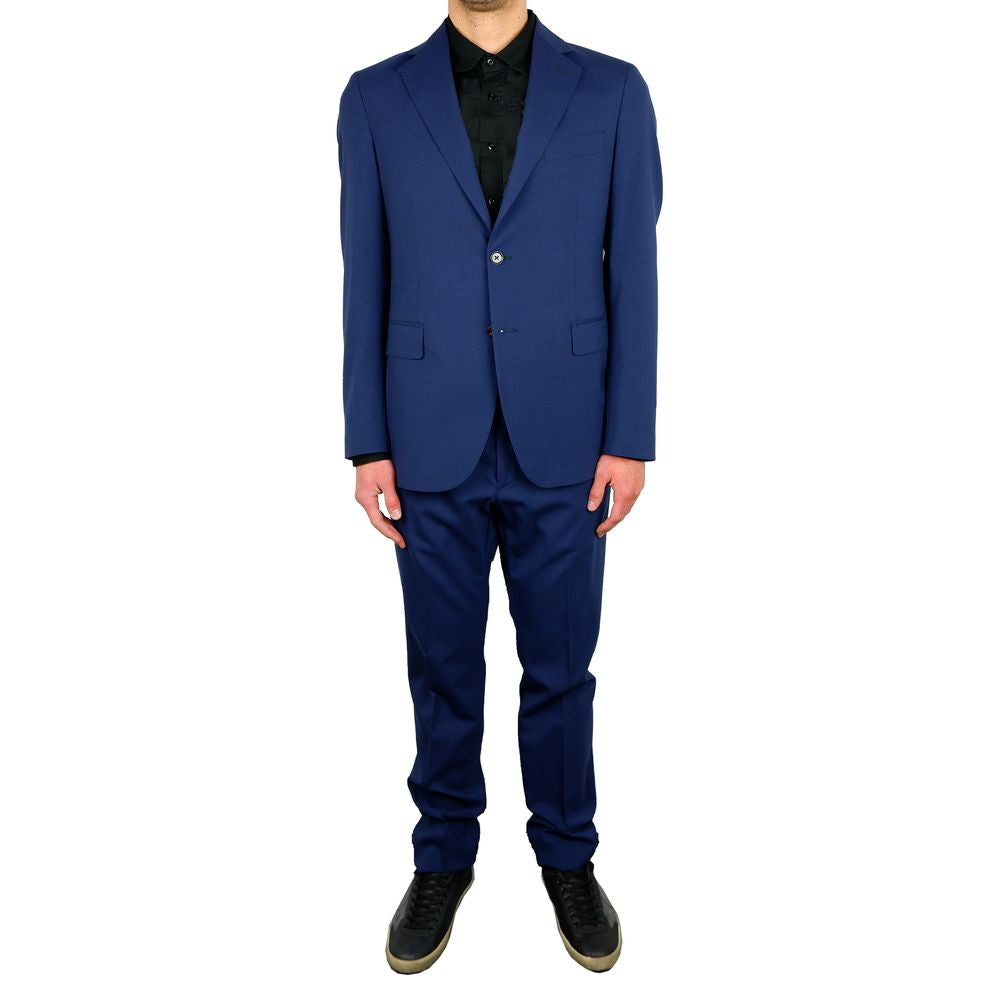 Elegant Blue Wool Blend Two-Piece Suit - The Luxe Alliance