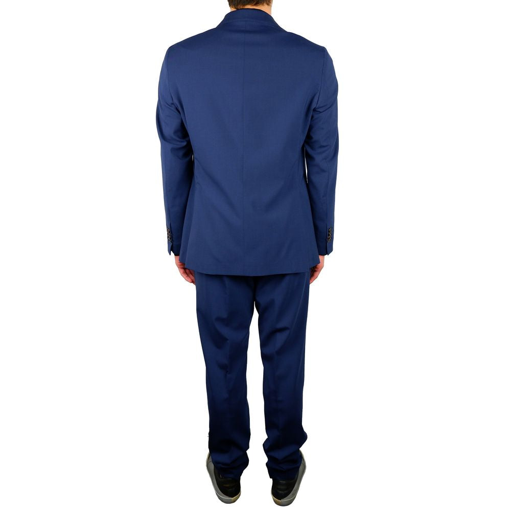 Elegant Blue Wool Blend Two-Piece Suit - The Luxe Alliance