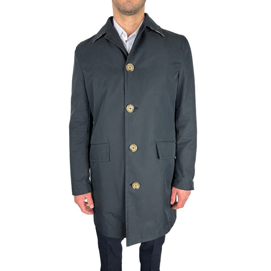 Elegant Navy Blue Single-Breasted Trench Coat - The Luxe Alliance