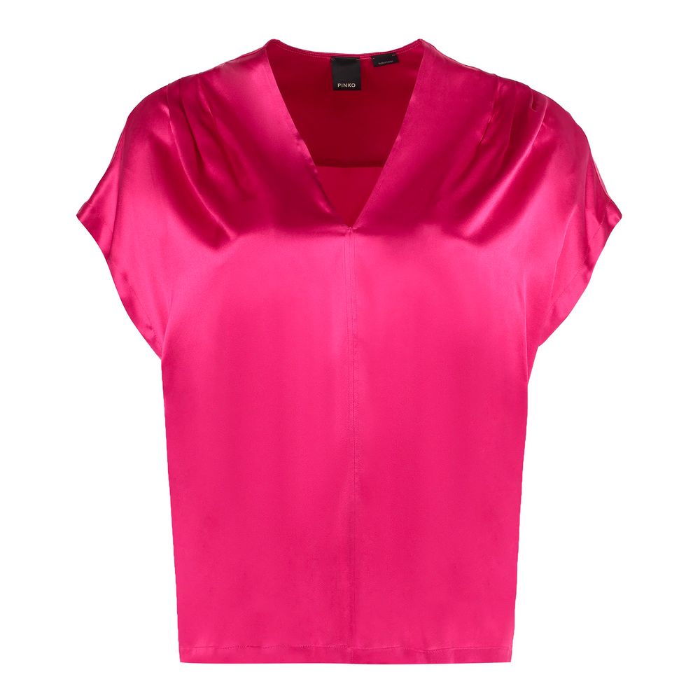  - Elegant Fuchsia Silk Blend Blouse