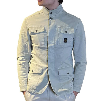 Sleek Beige Four-Pocket Cotton Jacket