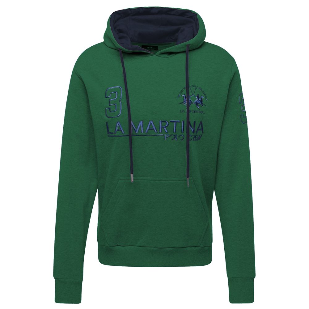  - Elegant Green Hooded Cotton Sweatshirt