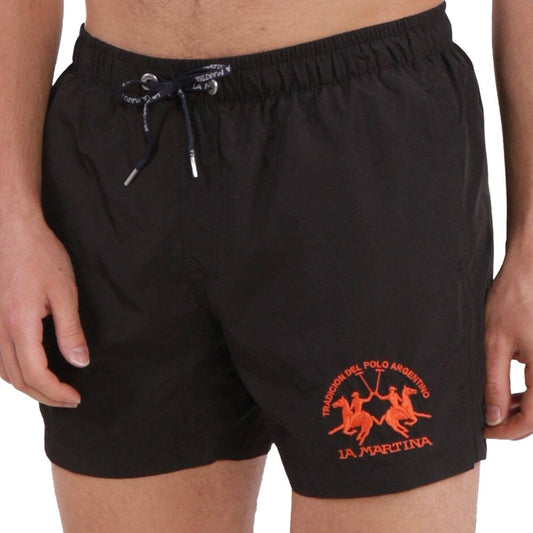  - Sleek Black Drawstring Swim Boxers