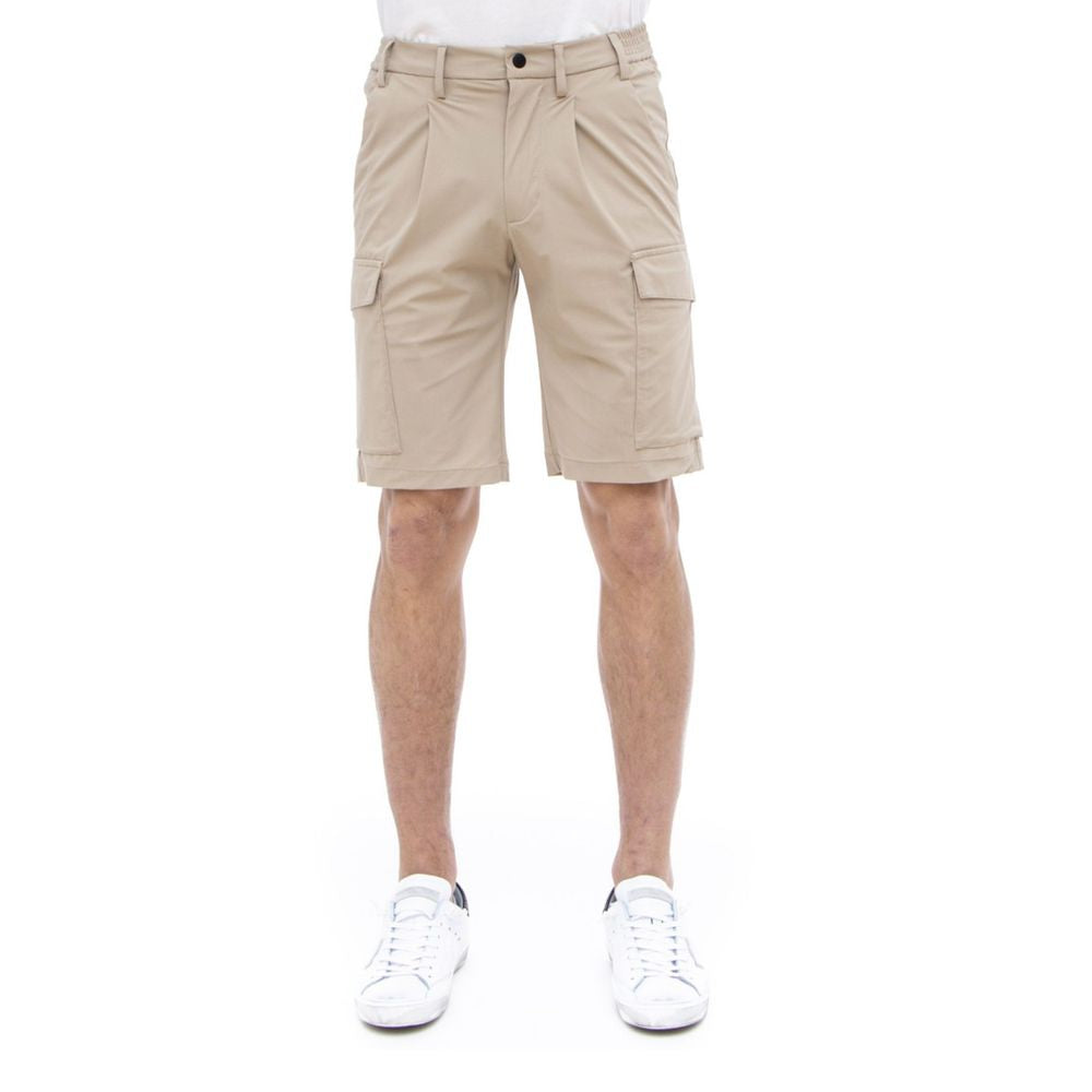  - Beige Stretch Bermuda Cargo Shorts