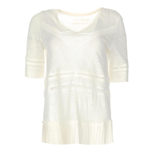  - Chic Linen Crochet Detail T-Shirt