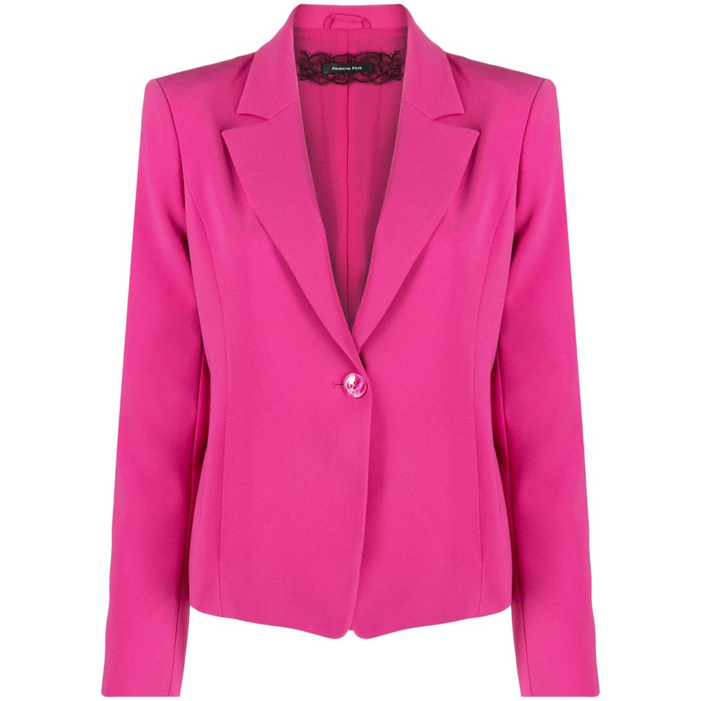  - Fuchsia One-Button Stretchy Chic Blazer