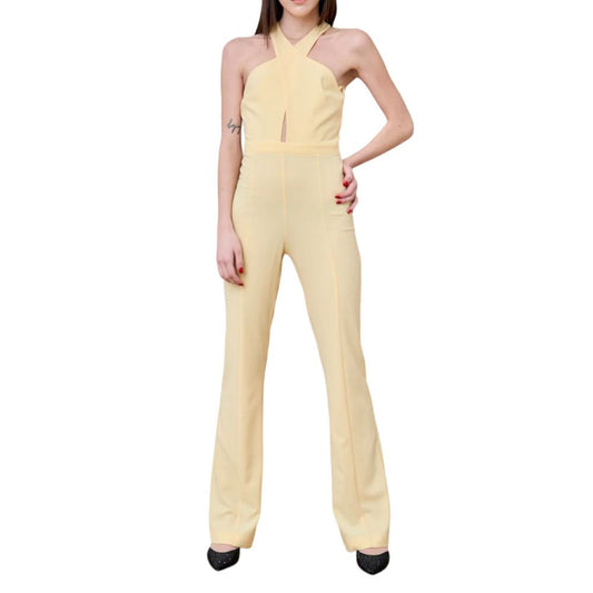  - Radiant Canary Yellow Stretch Jumpsuit Dress