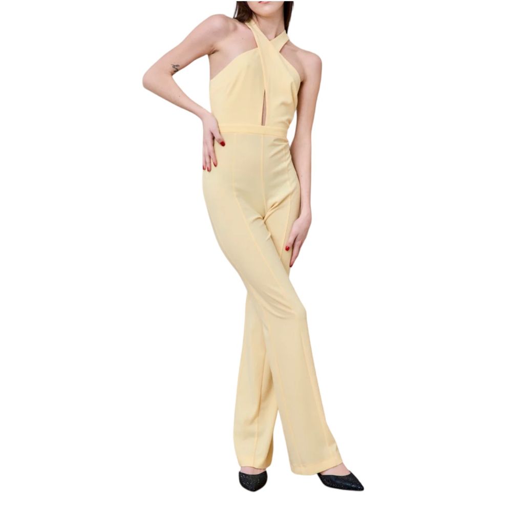  - Radiant Canary Yellow Stretch Jumpsuit Dress