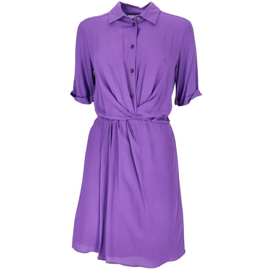  - Chic Purple Flared Short Sleeve Shirtdress