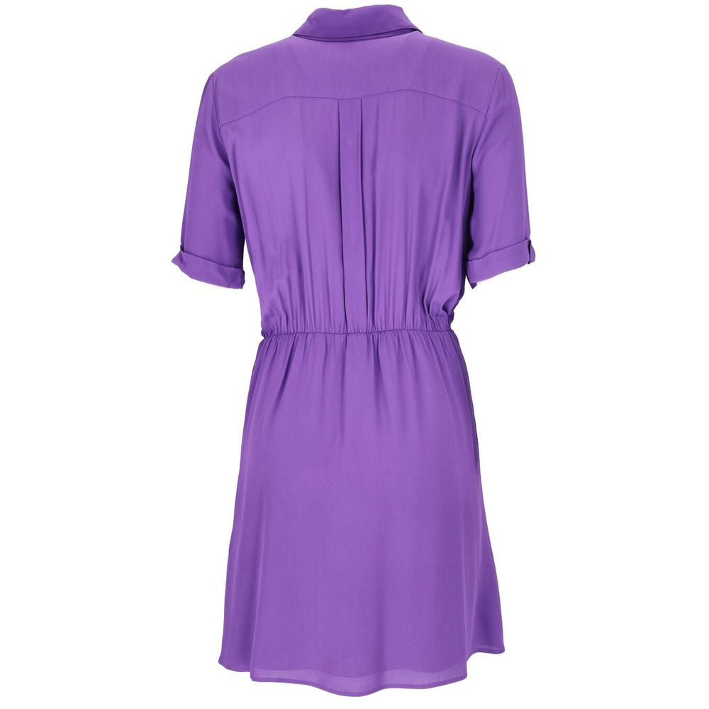  - Chic Purple Flared Short Sleeve Shirtdress