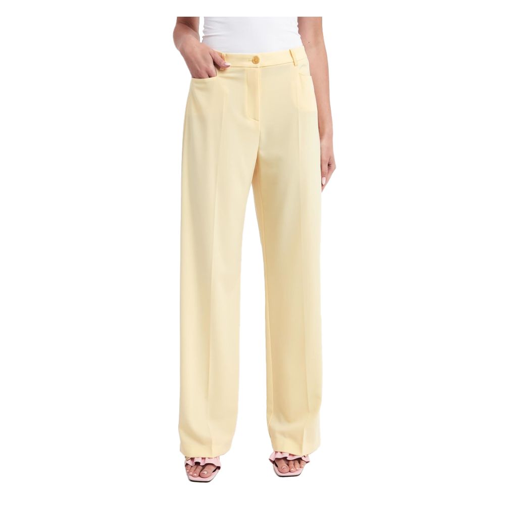  - Elegant Smooth Fabric Trousers in Yellow