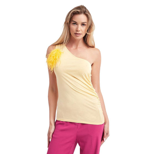  - Sunny Feather-Adorned Cotton Top