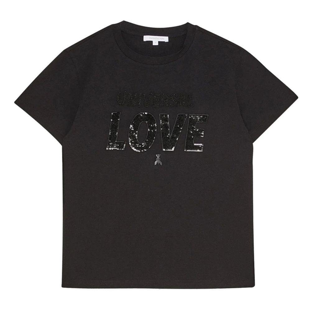  - Chic Rhinestone Embellished Black Cotton Tee