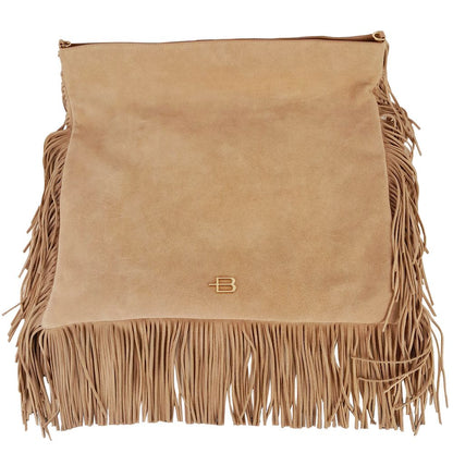  - Chic Beige Suede Fringe Shoulder Bag