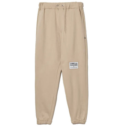  - Chic Beige Cotton Sweatpants with Frayed Details