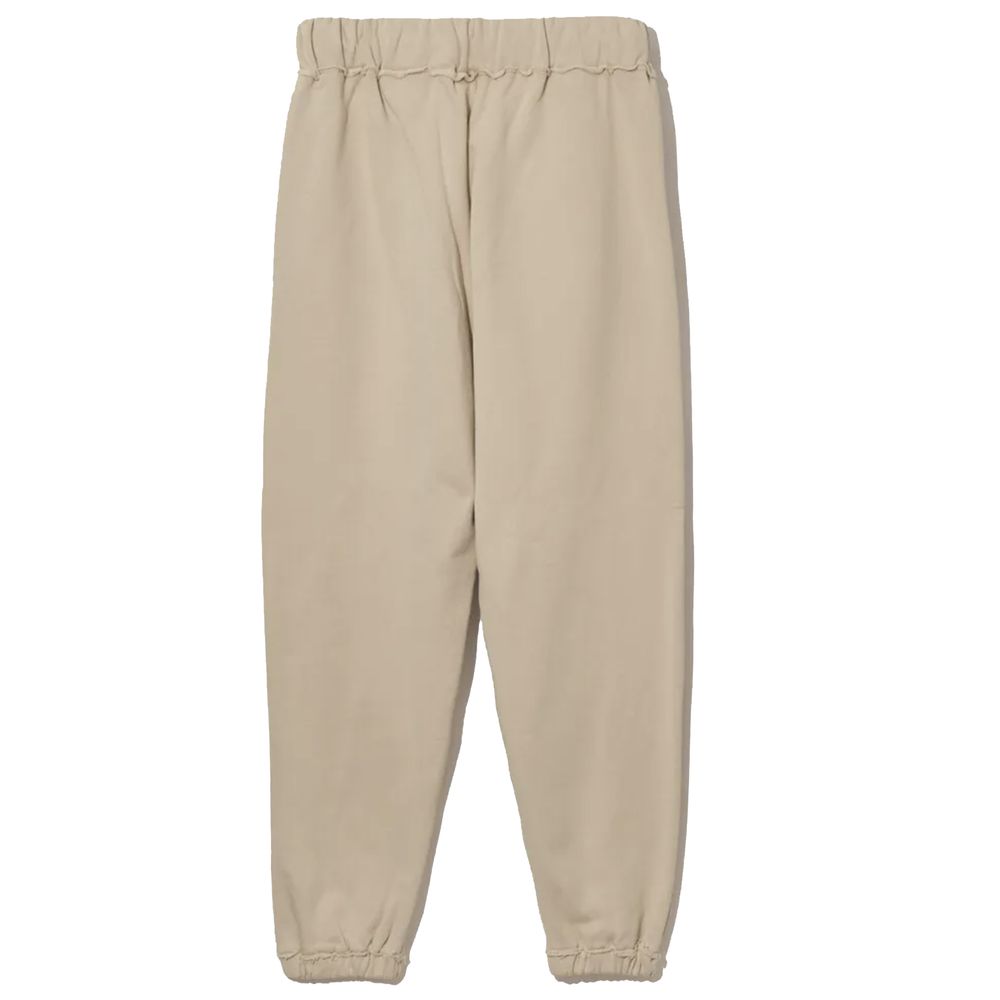  - Chic Beige Cotton Sweatpants with Frayed Details