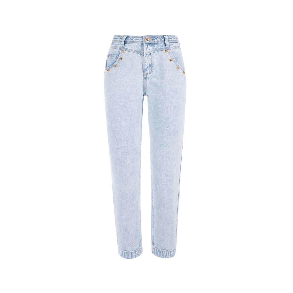 Light Blue Cotton Women's High-Waisted Jean