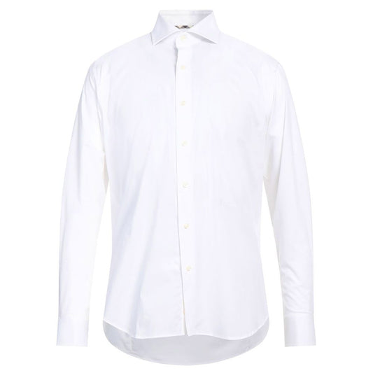 Sophisticated White Cotton Shirt with Embroidered Logo - The Luxe Alliance