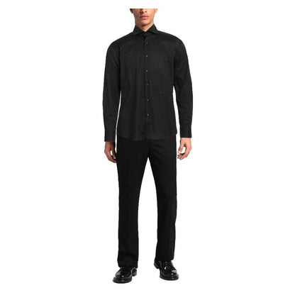 Elegant Black Cotton Shirt with Logo Embroidery - The Luxe Alliance