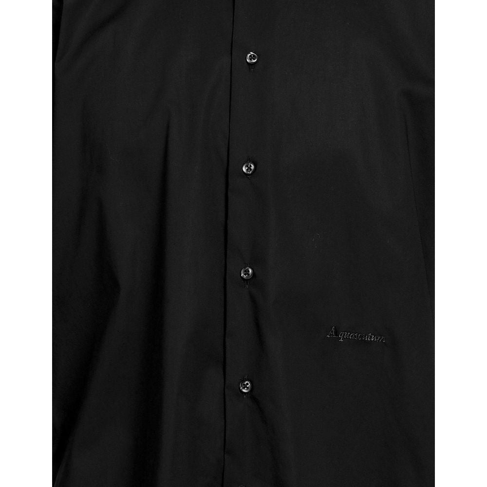 Elegant Black Cotton Shirt with Logo Embroidery - The Luxe Alliance