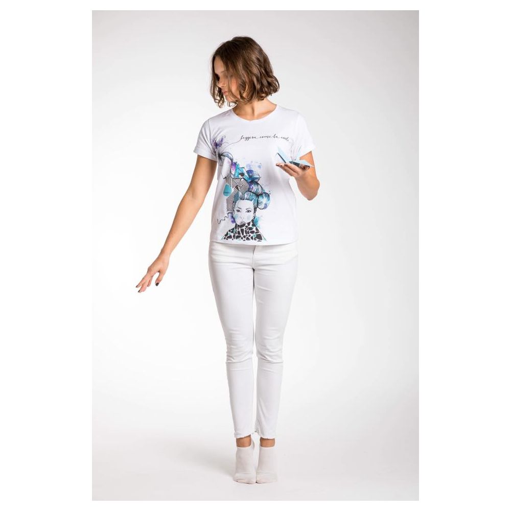 Chic White Stretch Viscose Tee - The Luxe Alliance