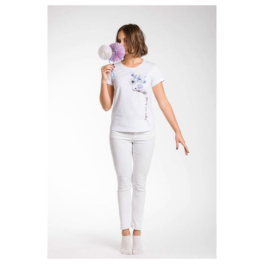  - Elegant White Stretch Viscose Tee