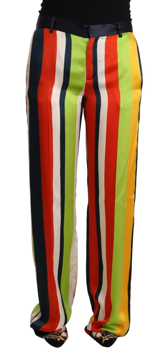  - Multicolor Striped Mid Waist Straight Pants