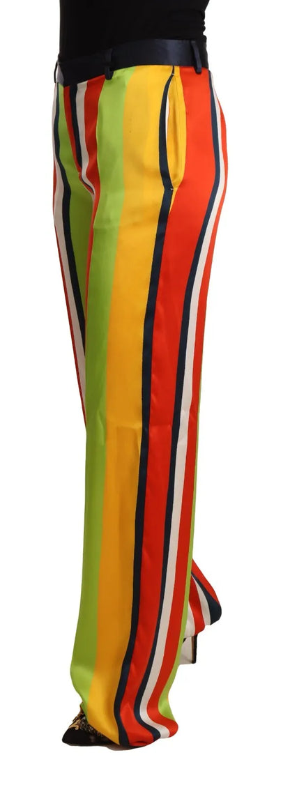  - Multicolor Striped Mid Waist Straight Pants