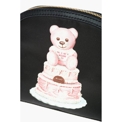  - Chic Teddy Bear Print Clutch with Calfskin Strap