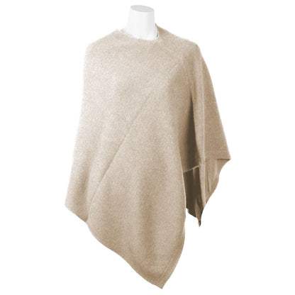  - Chic V-Neck Cashmere Poncho in Beige