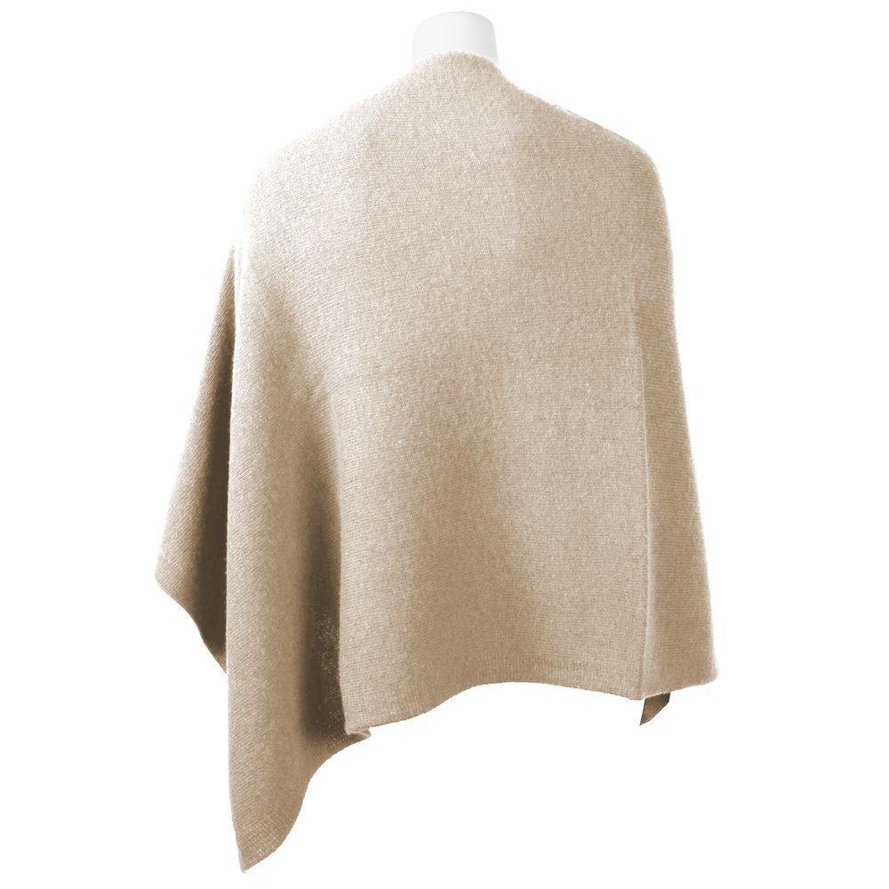  - Chic V-Neck Cashmere Poncho in Beige