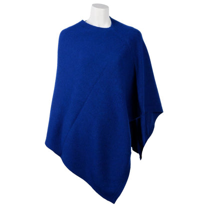  - Elegant Cashmere V-Neck Poncho in Blue