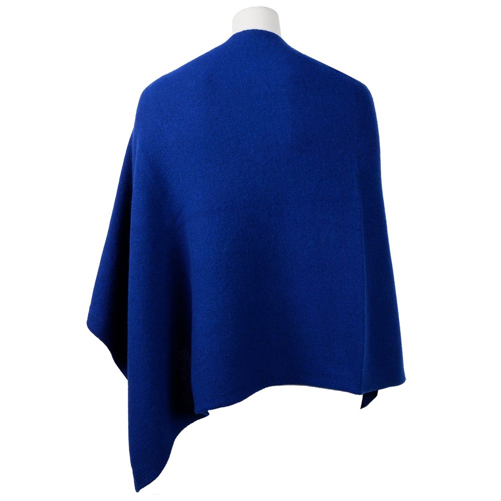  - Elegant Cashmere V-Neck Poncho in Blue