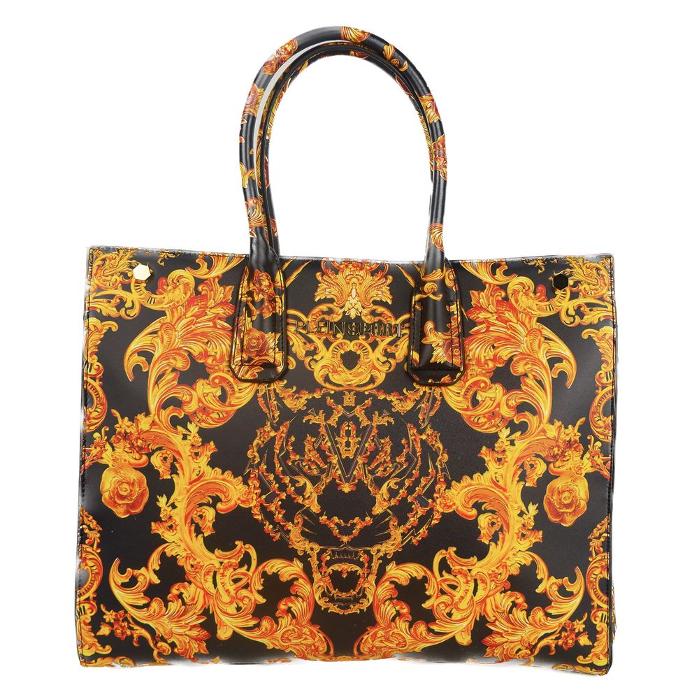  - Elegant Black Shopper with Golden Accents