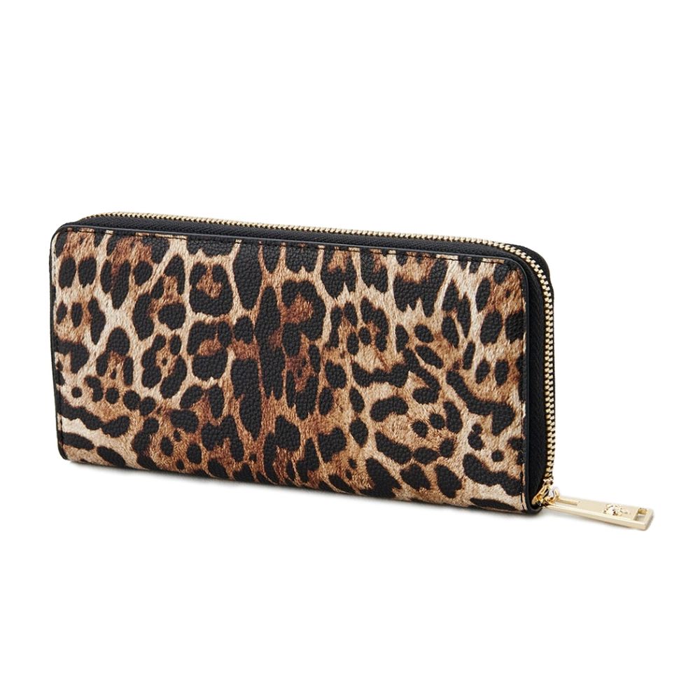  - Sleek Designer Zipper Wallet with Gold Accents